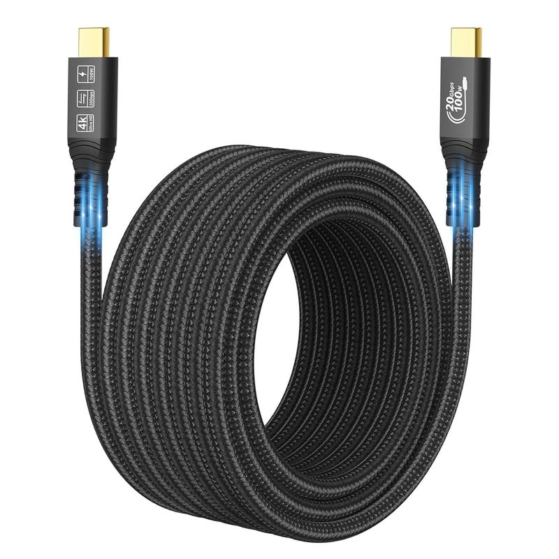 CableDeconn Long Type C to C Cable 16.4FT, 20Gbps/100W/USB C 3.2 Gen 2, 4K@60Hz Video and Audio Output Cord, 20V/5A USB C to C Male Connection, Suport Thunderbolt 3 for MacBook Pro, Dell, Arzopa, Galaxy - Image 1