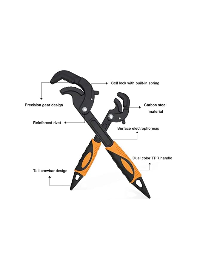 promass 2 Pcs Multi-function Universal Wrench Set Self Adjusting Spanner Quick Power Grip Pipe Wrench for Auto Repair and Home Maintenance - Image 4