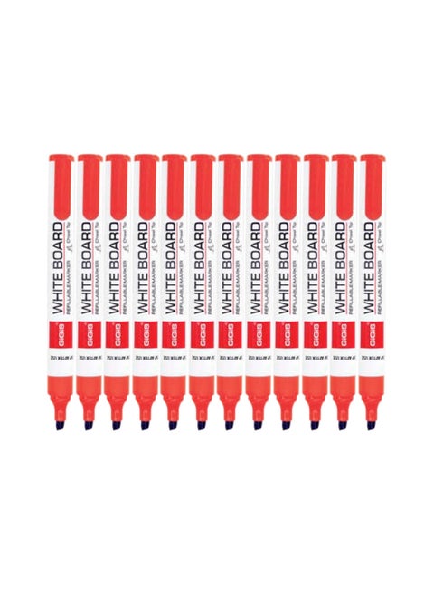 White Board Marker Chisel Tip - Red Pack of 12