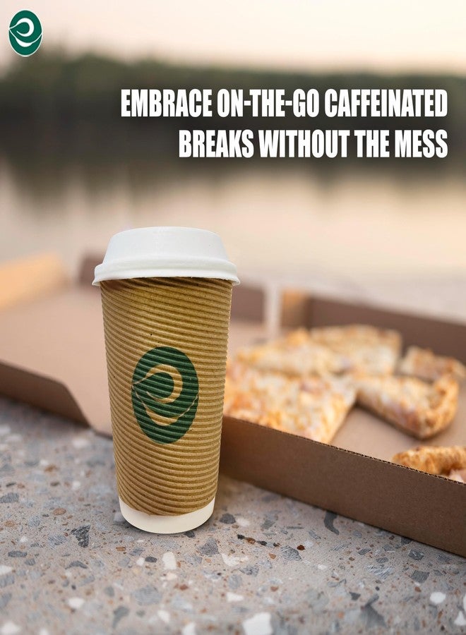 ECO SOUL 16oz Compostable Ripple Cups with Lids (25 Pack) Biodegradable Disposable Paper Cups Non-Toxic for Hot Drinks, To-Go Coffee Cups, Eco-Friendly & Ripple Cups - Image 4