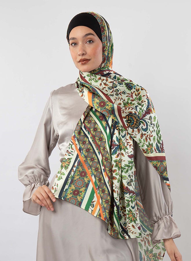 تاي شوب تاي شوب - إيشارب ستان مطبوع - أخضر - أحمر - برتقالي نسائي 