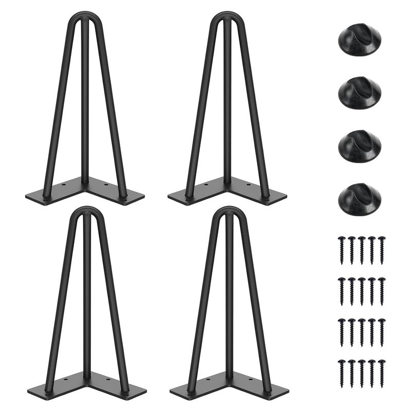 Ventuos Hairpin Table Legs 10 Inch 12 3 Solid Steel Rods 900lbs Load Capacity MidCentury Style for Coffee Table Side Table Night Stand Black 4PCS - Image 1