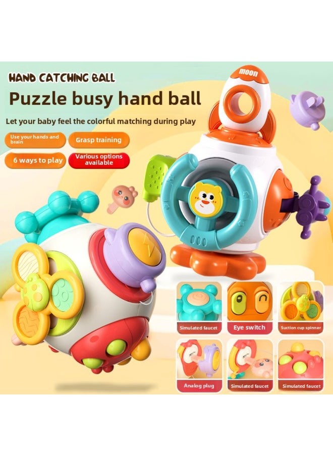 [Free Shipping] Baby Sucker Turnaround Music Toy Baby Rattle Bells Puzzle Soothing Swivel Fingertip Top-Color:[chinese Color Box] Begonia Red-hikgehog Biting Fun 203g  - Image 5