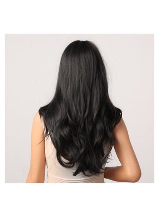 Long Wavy Wig with Bangs for Women Medium Length Curly Hair Ends Wig with Bangs for Women Synthetic Natural Heat Resistant Fiber Wig as Real Hair for Daily Wear, Party Costume, Cosplay 66CM（26inch) - view 4