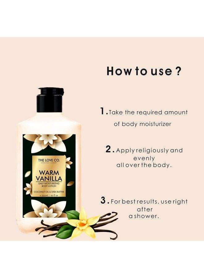 THE LOVE CO. Warm Vanilla Body Lotion Daily Skin Moisture For Men And Women Intense Hydration For Dry Skin Body Moisturizer Cream For Dry Skin Body Lotion With Shea Butter 295Ml - Image 4