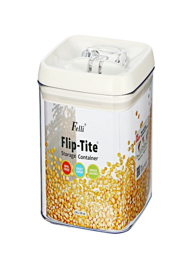 Felli Flip-Tite Acrylic Airtight Food Storage Container With Flip Lid - 2.4 Litre | Leak Proof, BPA Free Plastic Container For Kitchen | Easy To Open Ring Handle | Stackable Multipurpose Jar Canister - Image 1