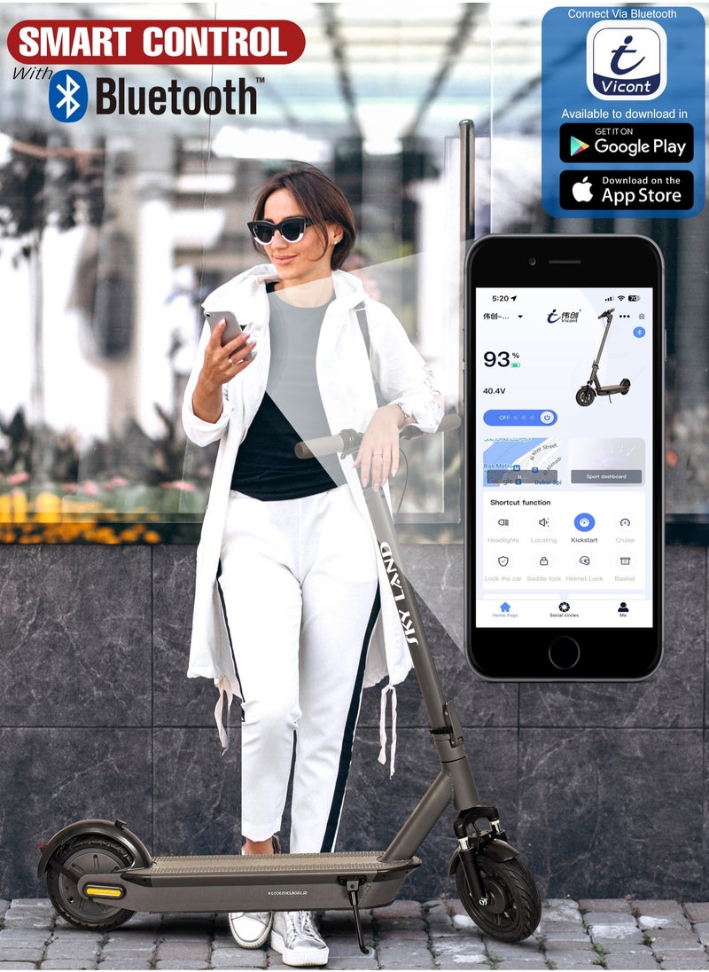 Sky Land Electric Scooter with LCD & App Control | Strong Built, Waterproof Battery, 50km Super Long Range, Suspension Fork, 3-Level Speed up to 25km/h– E scooter EM-1606-B (Black)  - Image 3