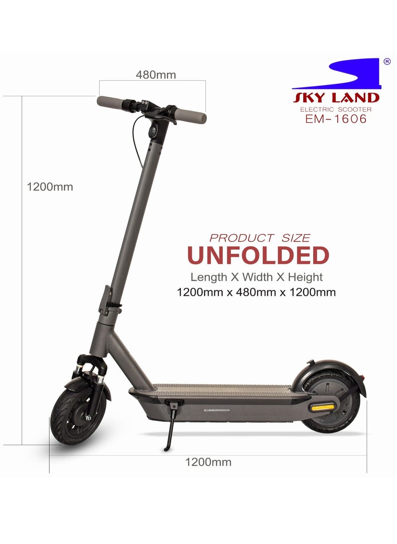 Sky Land - Electric Scooter with LCD & App Control | Strong Built, Waterproof Battery, 50km Super Long Range, Suspension Fork, 3-Level Speed up to 25km/h– E scooter EM-1606-B (Black) - Image 1