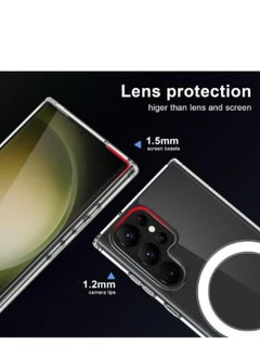 Magnetic Samsung Galaxy S23 Ultra, Magnetic Case, Compatible with MagSafe Wireless Charging, Anti-Scratch Bumper Cover (Clear), TPU - PC  - Image 2