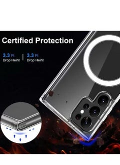 Magnetic Samsung Galaxy S23 Ultra, Magnetic Case, Compatible with MagSafe Wireless Charging, Anti-Scratch Bumper Cover (Clear), TPU - PC  - Image 3
