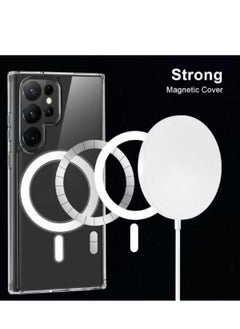 Magnetic Samsung Galaxy S23 Ultra, Magnetic Case, Compatible with MagSafe Wireless Charging, Anti-Scratch Bumper Cover (Clear), TPU - PC  - Image 4