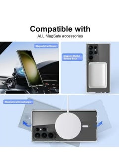 Magnetic Samsung Galaxy S23 Ultra, Magnetic Case, Compatible with MagSafe Wireless Charging, Anti-Scratch Bumper Cover (Clear), TPU - PC  - Image 5