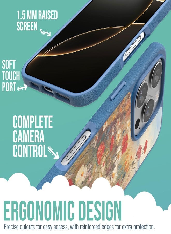 سمارتيش جراب Smartish® المغناطيسي لهاتف iPhone 16 Pro - Gripmunk متوافق مع MagSafe [خفيف الوزن + واقي] غطاء رفيع ورفيع مع بطانة من الألياف الدقيقة لهاتف Apple iPhone 16 Pro - حقول الزهور البرية - Image 3