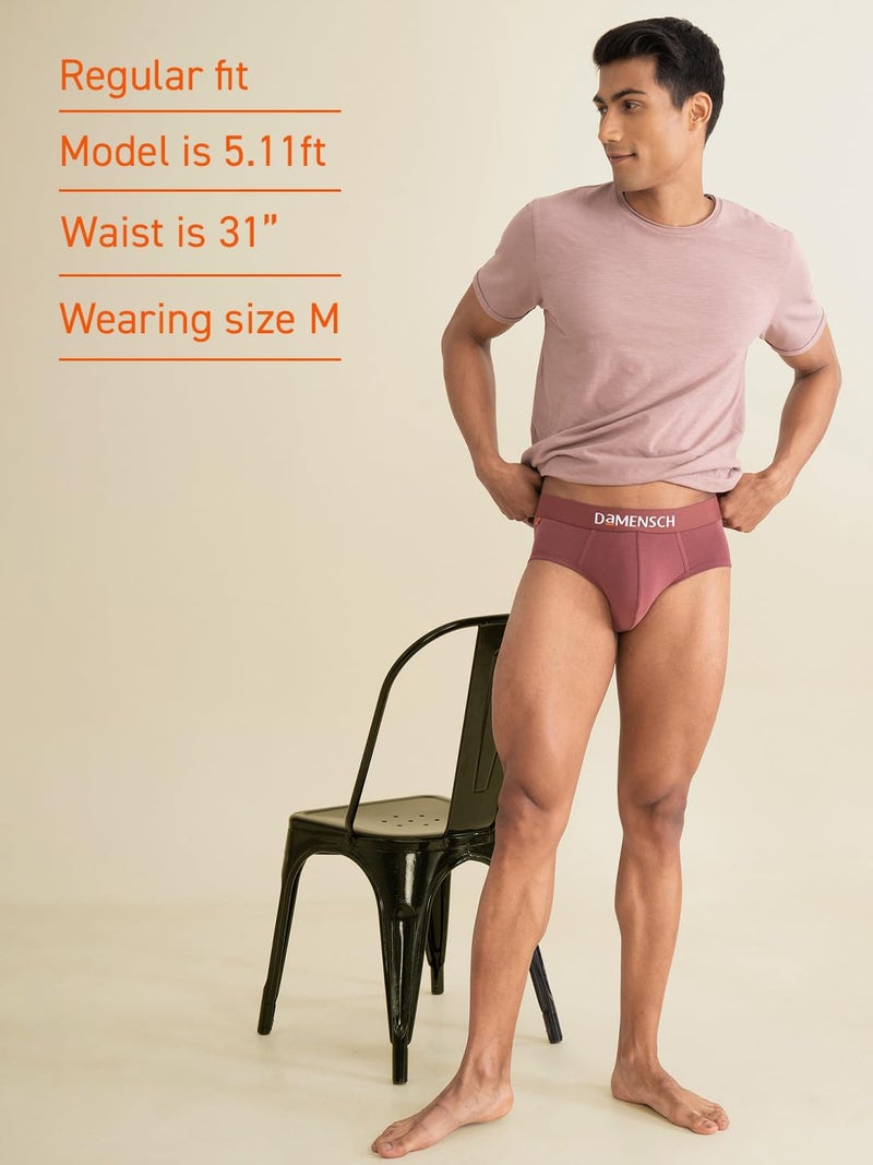 DAMENSCH Men's Deo-Cotton Deodorizing Briefs- Pack of 1- Rusty Red- Small - Image 5