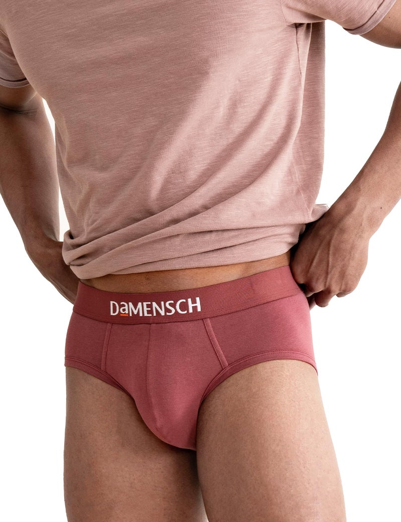 DAMENSCH Men's Deo-Cotton Deodorizing Briefs- Pack of 1- Rusty Red- Small - Image 1