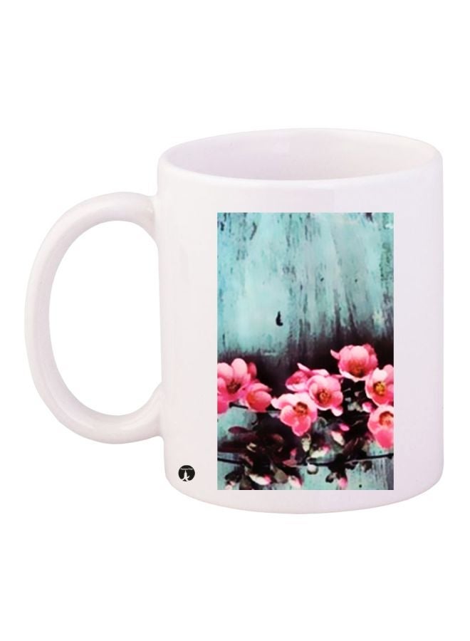 RYN Floral Printed Coffee Mug White/Blue/Pink 11ounce