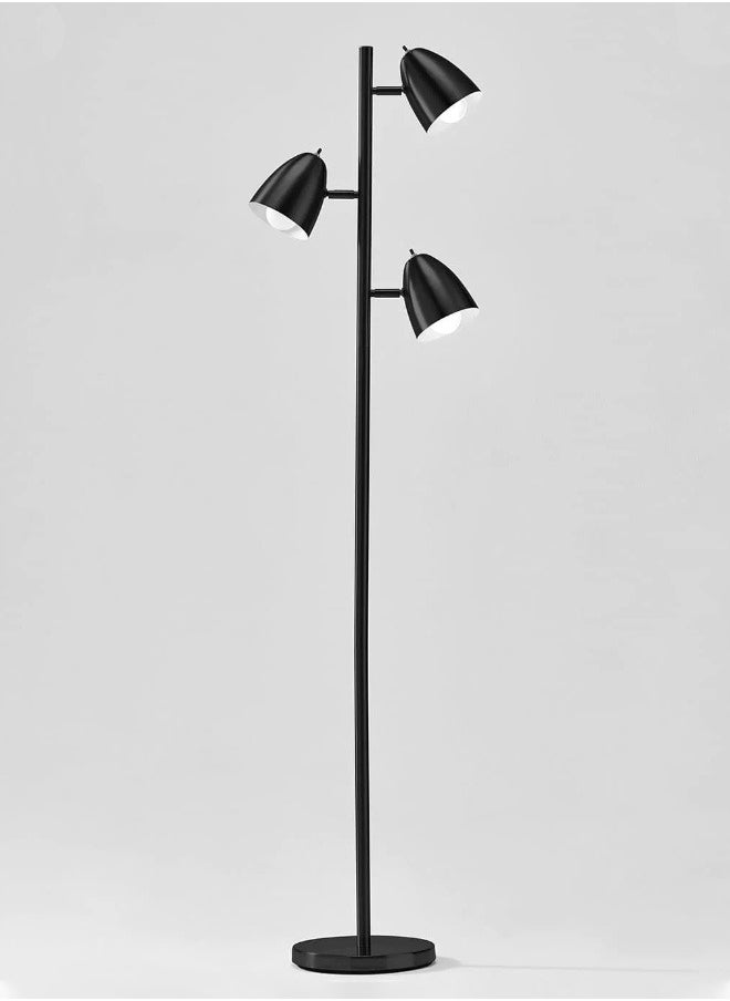 Goeco - Black Floor Lamp, Simple Style, 3 x E27 Heads, (Light Source Not Included) - Image 1