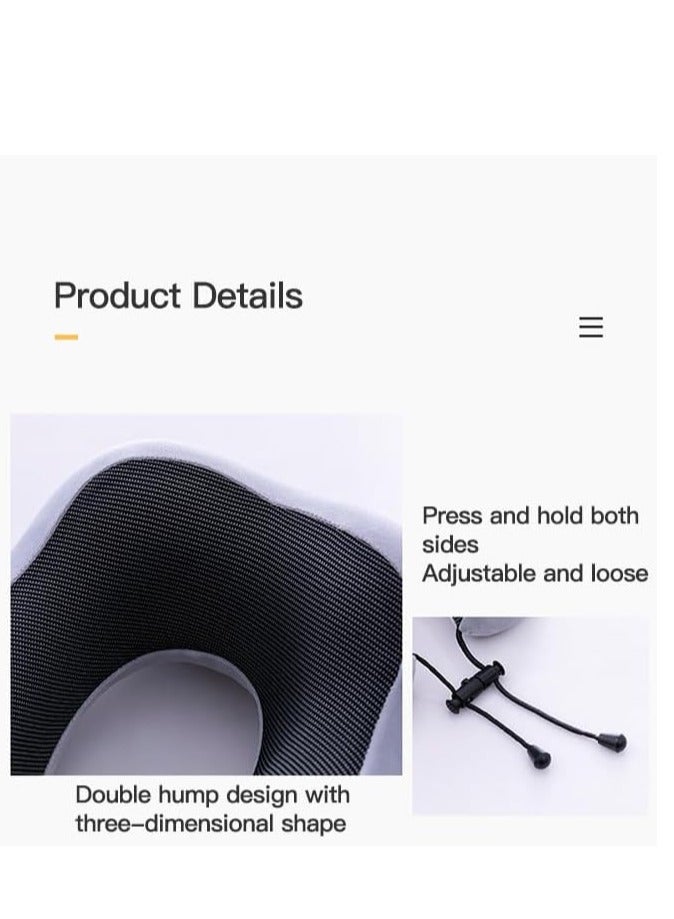 Neck Pillow Comfortable  Supportive Travel Pillow Premium Memory Foam Pain Relief Sleeping Neck Pillows for Travel Airplane Pillow for Sleeping Airplane Car Office and Home Grey(With Earplugs + Eye - Image 5