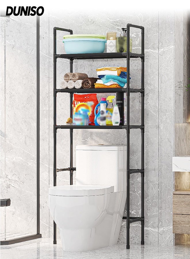 DUNISO 3-Tier Toilet Storage Rack , Multipurpose Bathroom Storage Shelf ,High Capacity,Space Saver, Freestanding Storage Shelf , Suitable for Bathroom, Laundry, Restroom - Image 1