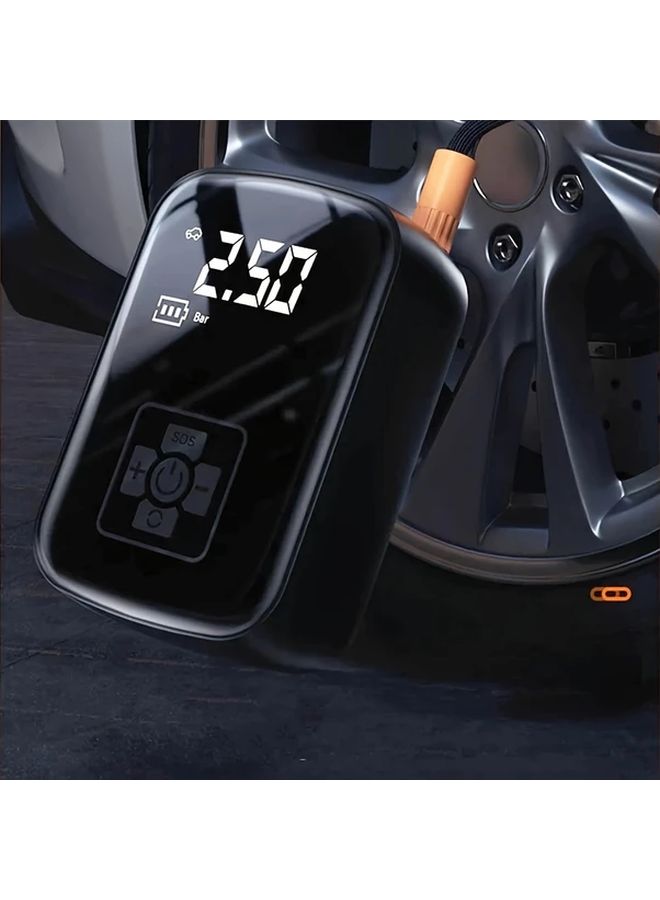 منفاخ الإطارات اللاسلكي الأسود، ضاغط الهواء المحمول 150 PSI، شاشة رقمية، شحن سريع USB C، ضوء LED - Image 3