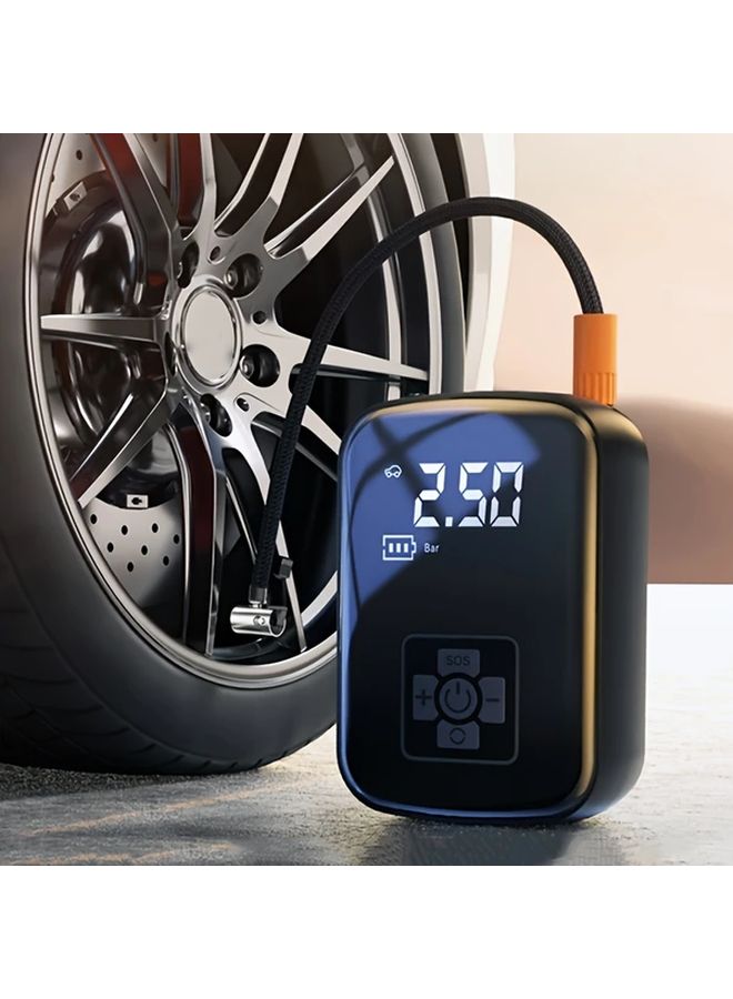 منفاخ الإطارات اللاسلكي الأسود، ضاغط الهواء المحمول 150 PSI، شاشة رقمية، شحن سريع USB C، ضوء LED - Image 1