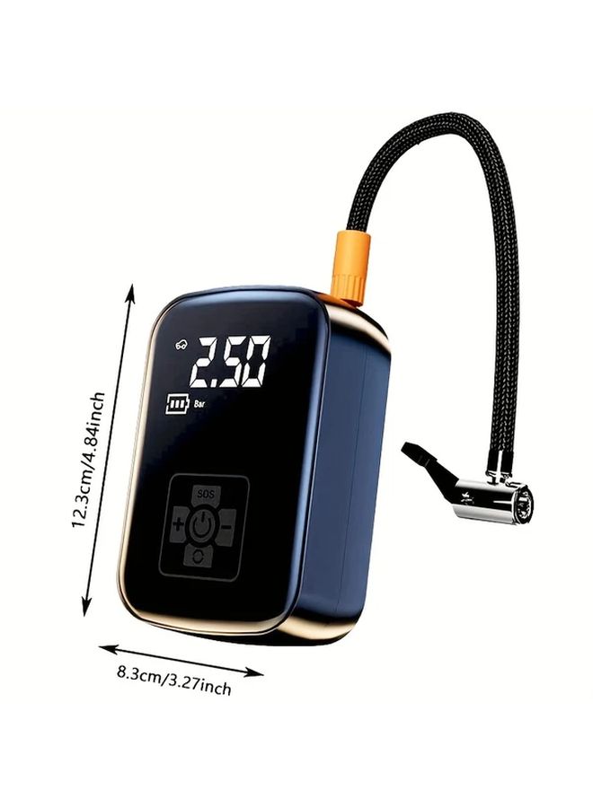 منفاخ الإطارات اللاسلكي الأسود، ضاغط الهواء المحمول 150 PSI، شاشة رقمية، شحن سريع USB C، ضوء LED - Image 2
