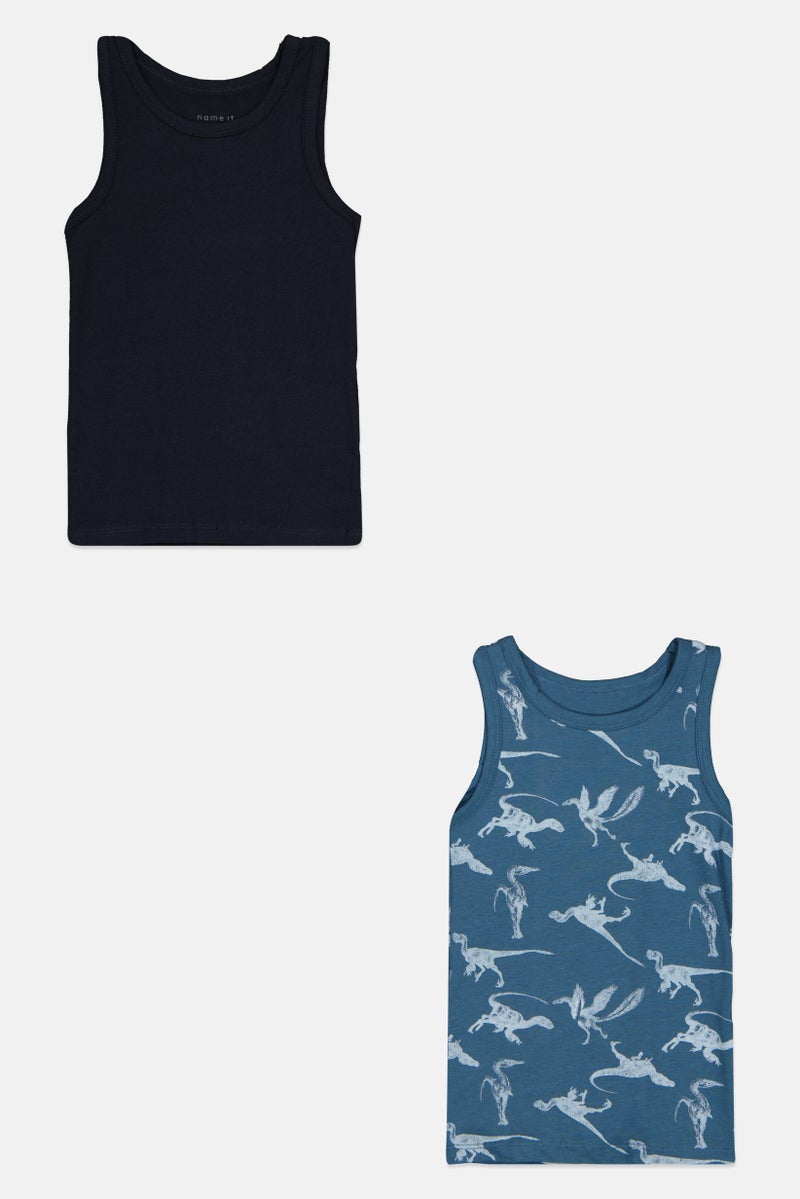 NAME IT تي شيرت بدون أكمام للأولاد toddlers 2 حزمة بطباعة جرافيك، متعدد الألوان - Image 1