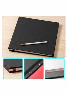 Generic Photo Album Self Adhesive 3x5 4x6 5x7 6x8 8x10 8.5x11 11x10.6 Magnetic Scrapbook Album DIY Length 11x10.6 Inch 40 Pages Linen Cover DIY Photo Album with A Metallic Pen and DIY Accessories (Black)  - Image 4