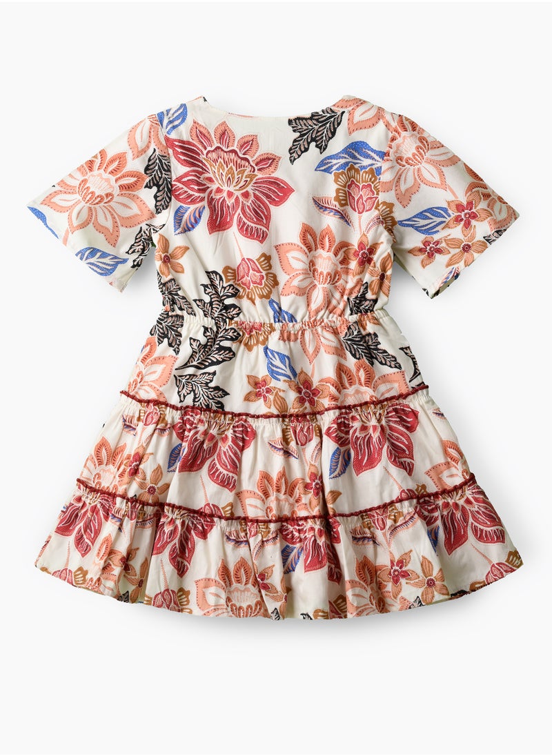 Jelliene Girls Boho Floral Tiered Wrap Dress  - Image 2