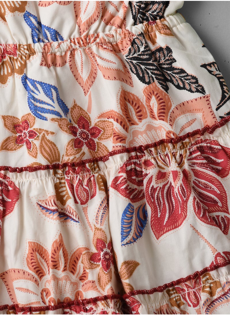 Jelliene Girls Boho Floral Tiered Wrap Dress  - Image 3
