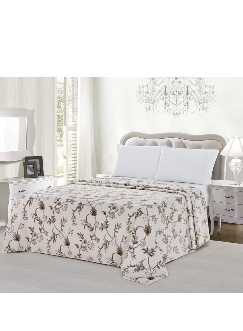 Moon King Size Flannel Bed Blanket 200x220cm Ultra Soft Lightweight Microfiber Bed Blanket with Floral Print for Bed Sofa, Sofa, Travel 