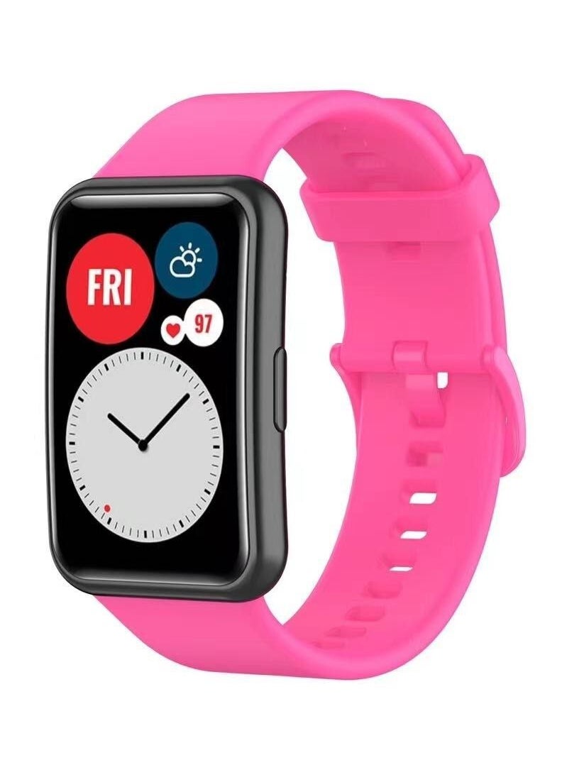 Generic Silicone Strap For Huawei Watch Fit Original Smartwatch bracelet wristband protective case for Huawei Watch Fit New Strap_Hot Pink 