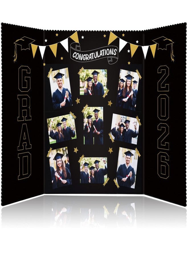Epakh 2026 Graduation Trifold Poster Board 33 x 20 in Black Gold Senior Night Photo Display Board for Class of 2026 Graduation Photo Frames Picture Display for Grad Party Gift Table Decor - Image 1