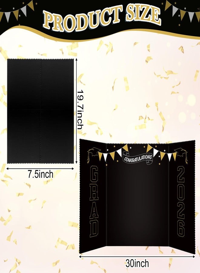 Epakh 2026 Graduation Trifold Poster Board 33 x 20 in Black Gold Senior Night Photo Display Board for Class of 2026 Graduation Photo Frames Picture Display for Grad Party Gift Table Decor - Image 3