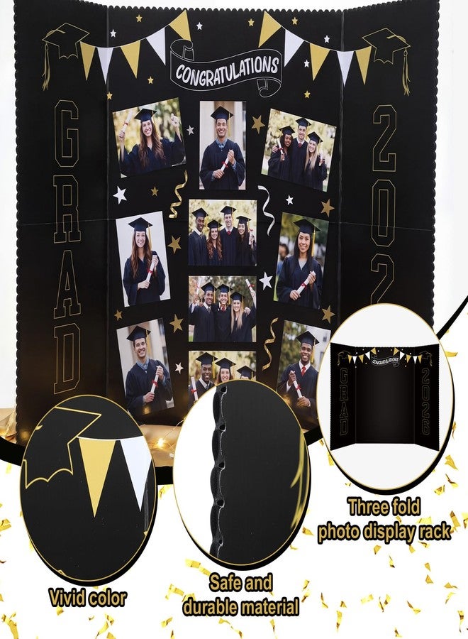 Epakh 2026 Graduation Trifold Poster Board 33 x 20 in Black Gold Senior Night Photo Display Board for Class of 2026 Graduation Photo Frames Picture Display for Grad Party Gift Table Decor - Image 4