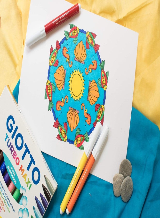 GIOTTO Turbo Maxi Super Washable Felt Tip Fibre Pens, Large Tip Nib 5mm, 18 Assorted Colours, Ideal for Children, Parties and Schools - Image 3