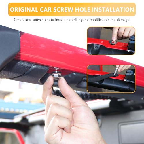 RERPRO مقابض سحب قضبان الدوران الأمامية والخلفية RERPRO متوافقة مع جيب رانجلر JL 2024 2025 4 أبواب 4XE غلادياتور JT ملحقات داخلية مقبض حبال بارا، تحافظ على وظيفة الوسادة الهوائية، عبوة 4 قطع باللون الأسود الكلاسيكي - Image 3