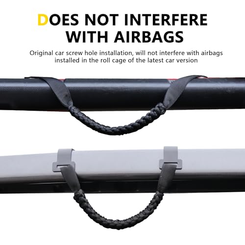 RERPRO مقابض سحب قضبان الدوران الأمامية والخلفية RERPRO متوافقة مع جيب رانجلر JL 2024 2025 4 أبواب 4XE غلادياتور JT ملحقات داخلية مقبض حبال بارا، تحافظ على وظيفة الوسادة الهوائية، عبوة 4 قطع باللون الأسود الكلاسيكي - Image 2