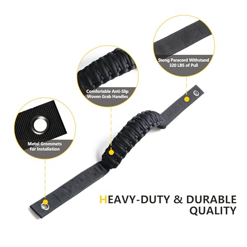 RERPRO مقابض سحب قضبان الدوران الأمامية والخلفية RERPRO متوافقة مع جيب رانجلر JL 2024 2025 4 أبواب 4XE غلادياتور JT ملحقات داخلية مقبض حبال بارا، تحافظ على وظيفة الوسادة الهوائية، عبوة 4 قطع باللون الأسود الكلاسيكي - Image 5