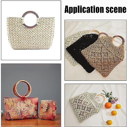 Aakriti Purse Handles Wooden Round Purse Handle Bag Handle Replacements Handbag for Handmade Beach Bag Handbags Purse Handles Macrame Market Bags (ROUND PURSE HANDLE 2PCS) - Image 3