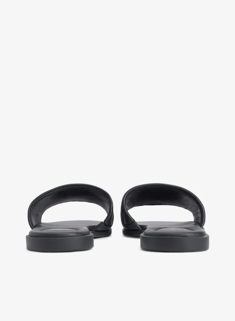 Tommy Hilfiger Black Leather TH Monogram Strap Mules for Women | Best Price UAE