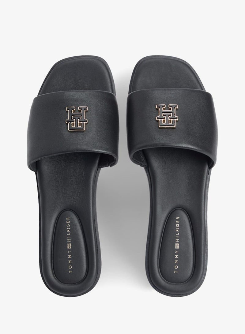 TOMMY HILFIGER Leather TH Monogram Strap Mules - Image 1