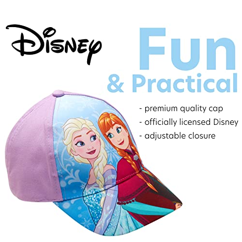 Disney Frozen Kids Baseball Cap, Adjustable Hat for Girls, Age 4-7 Years, Elsa and Anna Purple - Image 3