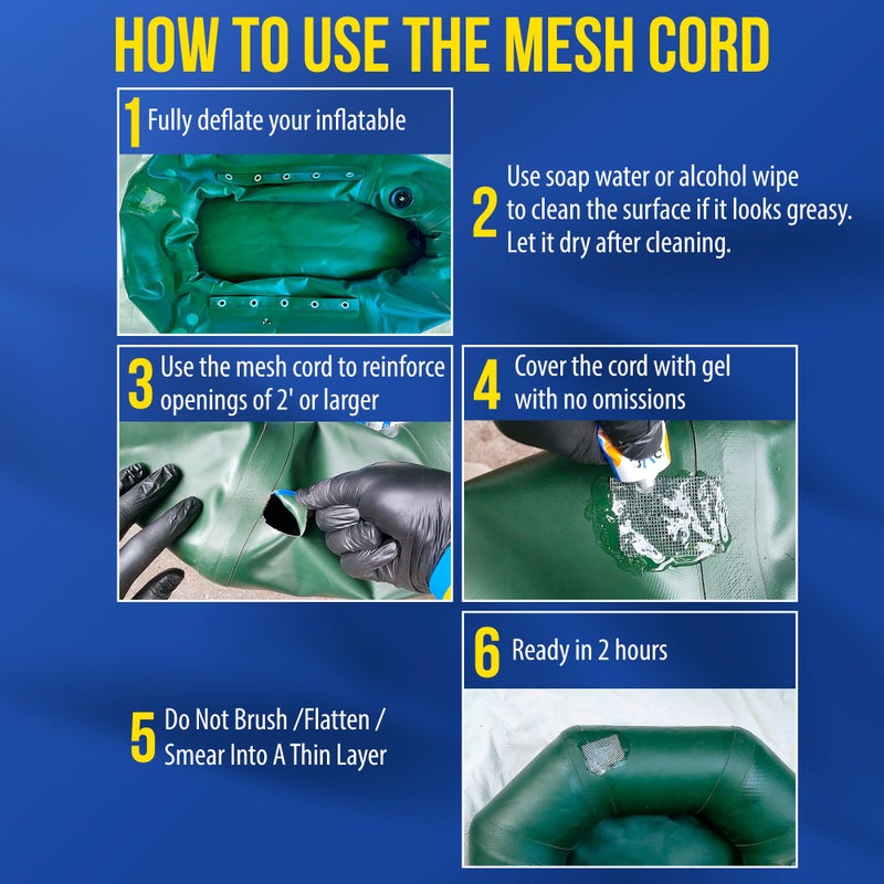 PVC Stitch طقم إصلاح سائل أكوا برو المقاوم للماء للقوارب القابلة للنفخ من PVC، والزوارق، وISUPs، وألواح التجديف، وحمامات السباحة فوق الأرض، وحمامات المياه الساخنة، والمعدات تحت الماء (ختم + حبل) - Image 5