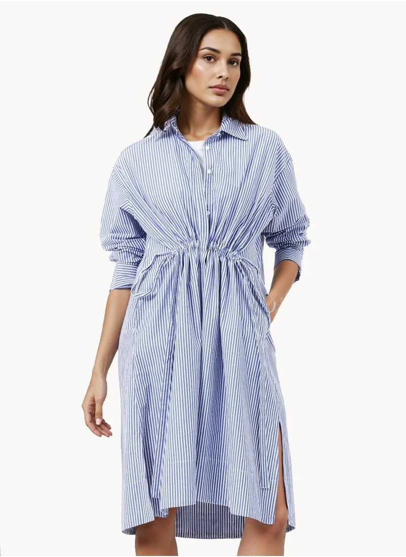 French Connection Long Sleeve Striped Shirt Dress