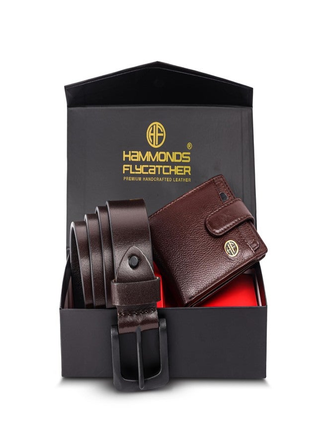 HAMMONDS FLYCATCHER Men's Genuine Leather Belt Wallet Combo - Valentine's Gift for Boyfriend and Husband - Birthday Gift for Boyfriend Unique - Leather Wallet & Belt Combo-Brown - Image 1