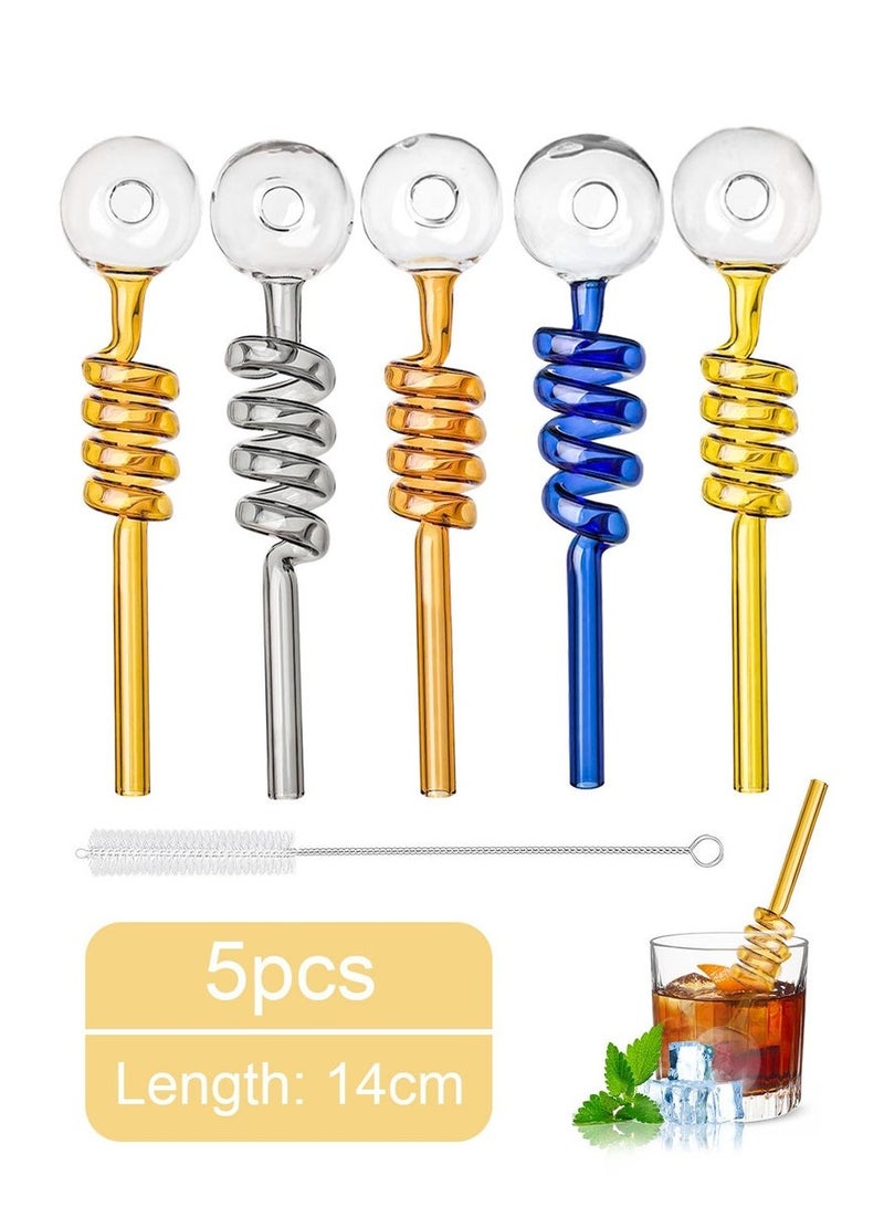 شاو تشن 5pcs قسط مقاومة للحرارة الزجاج القش عالية بوروسيليكات ماتيريا للاستخدام طويل الأمد (لون عشوائي) - Image 1