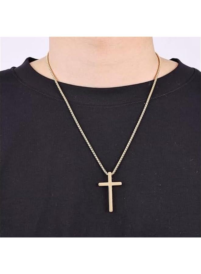 Arabest Cross Necklace for Men, Inspirational Bible Verse Cross Chain for Men, Stainless Steel Box Necklace - Image 2