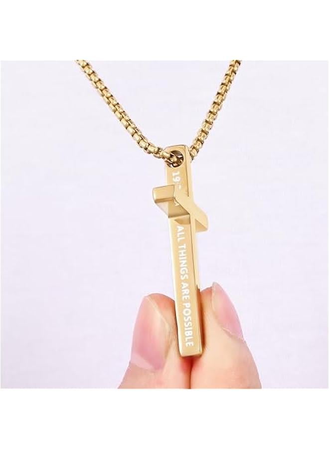 Arabest Cross Necklace for Men, Inspirational Bible Verse Cross Chain for Men, Stainless Steel Box Necklace - Image 3