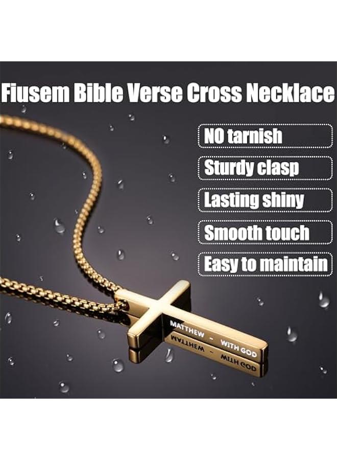 Arabest Cross Necklace for Men, Inspirational Bible Verse Cross Chain for Men, Stainless Steel Box Necklace - Image 5
